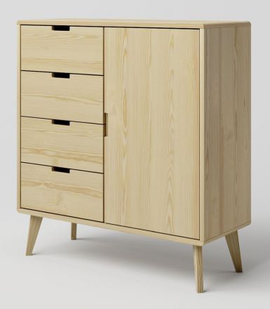 Chest of drawers solid pine wood natural Aurornis 38 - Measurements: 104 x 96 x 40 cm (H x W x D)