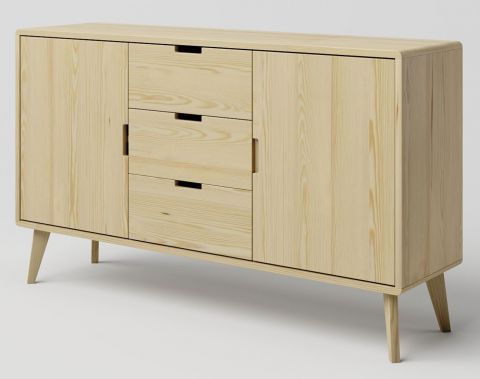 Dresser solid pine wood natural Aurornis 45 - Measurements: 84 x 142 x 40 cm (H x W x D)