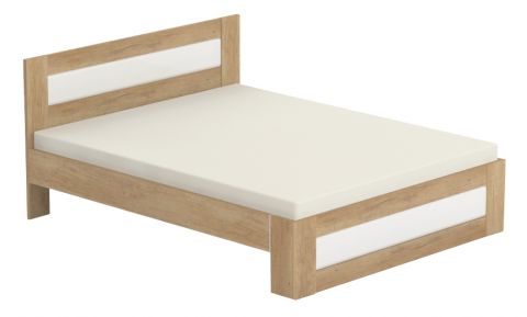 Double bed Lepa 19, Colour: Oak Brown/Gloss lacquered white - Size of bed: 160 x 200 cm (L x W)