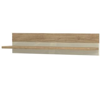 Hanging shelf/wall shelf, colour: brown oak/cream Glossy Lacquer - Dimensions: 23 x 110 x 22 cm (H x W x D)