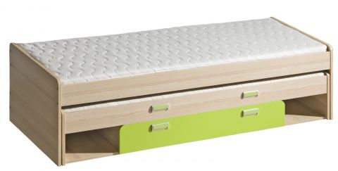 Children's bed / Kid bed Dennis 16 incl. 2nd couchette and drawer, Colour: Ash Green - couch surface: 80 x 200 cm (W x L)