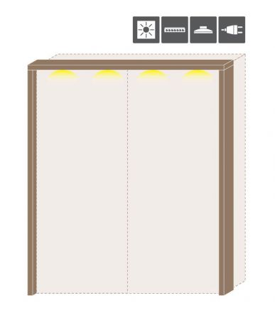 LED frame for sliding door wardrobe / wardrobe Gataivai 03 and 04, Colour: Walnut