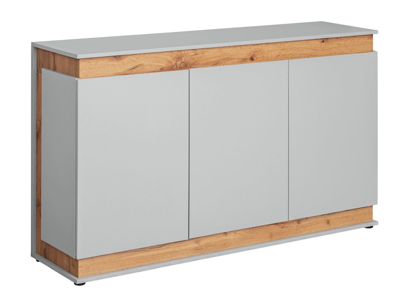 Chest of drawers / sideboard Asheim 06, color: grey / oak Artisan - Dimensions: 91 x 150 x 40 cm (H x W x D), with six compartments