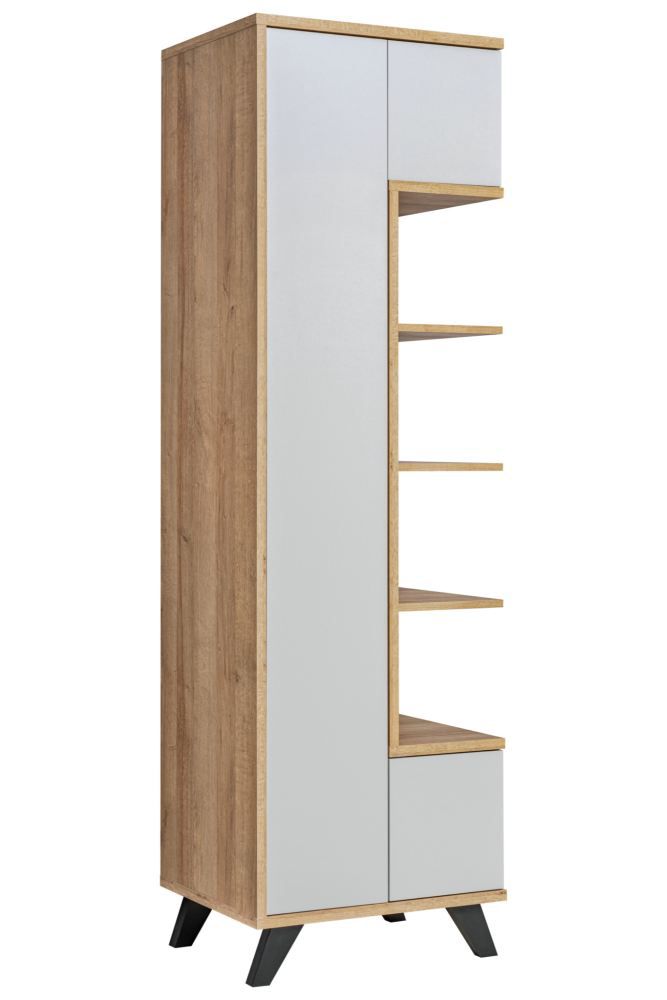 Modern wardrobe with ample storage space Austgulen 02, color: oak riviera / light grey - dimensions: 192 x 60 x 40 cm (H x W x D)