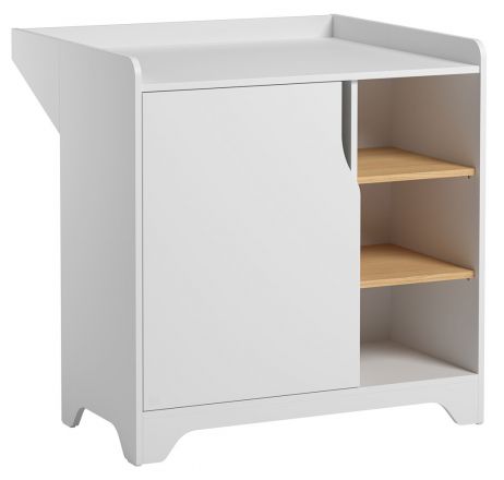 Chest of drawers Majvi 01 incl. changing unit, Colour: White / Oak - Measurements: 90 x 89 x 76 cm (H x W x D)