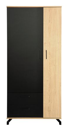 Hinged door cabinet / Closet Riemst 01, Colour: Oak / Black - Measurements: 194 x 90 x 50 cm (H x W x D)