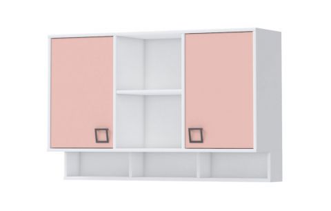 Children's room - Wall unit Benjamin 47, Colour: White / Pink - Measurements: 82 x 128 x 37 cm (H x W x D)
