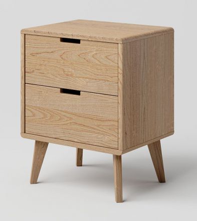 Bedside table of drawers solid Oak Natural Aurornis 49 - Measurements: 64 x 50 x 40 cm (H x W x D)