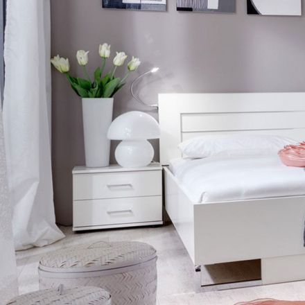 Room - Bed side Table Dara 03, 2 pieces, Colour: white - Dimensions: 40 x 52 x 38 cm (H x W x D)