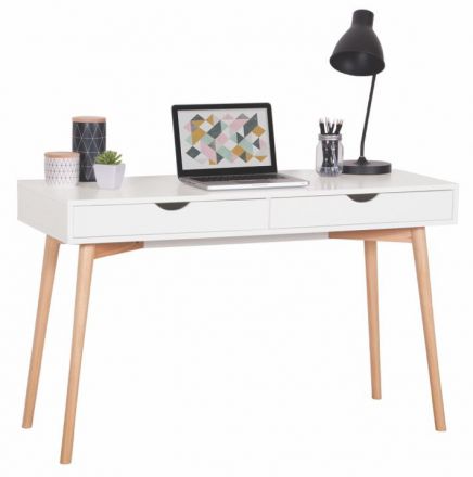Desk Kasungu 27, Colour: White / Natural - Measurements: 75 x 120 x 48 cm (H x W x D)
