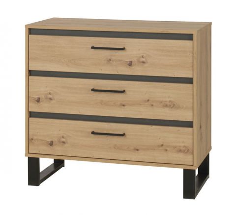 Chest of drawers Kanel 11, Colour: Oak / Anthracite - Measurements: 83 x 90 x 41 cm (H x W x D)