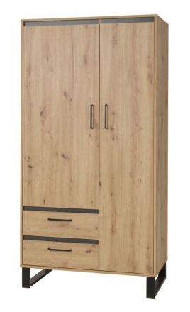 Hinged door cabinet / Closet Kanel 02, Colour: Oak / Anthracite - Measurements: 195 x 100 x 51 cm (H x W x D)