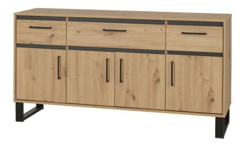 Chest of drawers Kanel 08, Colour: Oak / Anthracite - Measurements: 83 x 160 x 41 cm (H x W x D)