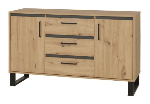 Chest of drawers Kanel 09, Colour: Oak / Anthracite - Measurements: 83 x 140 x 41 cm (H x W x D)