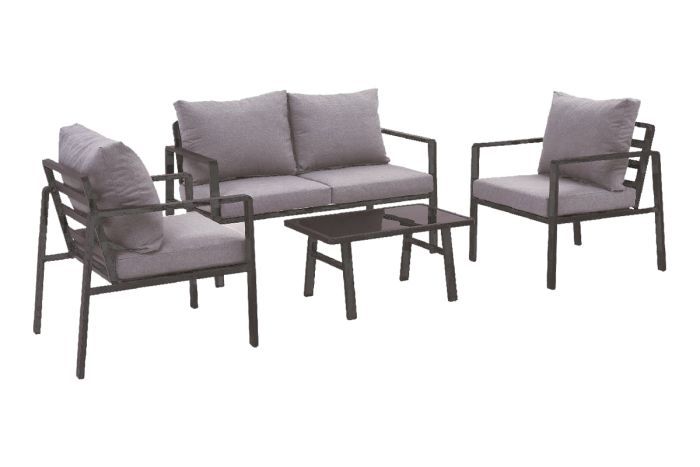 Seating group San Diego - 4-piece made of aluminum, color: gray aluminum