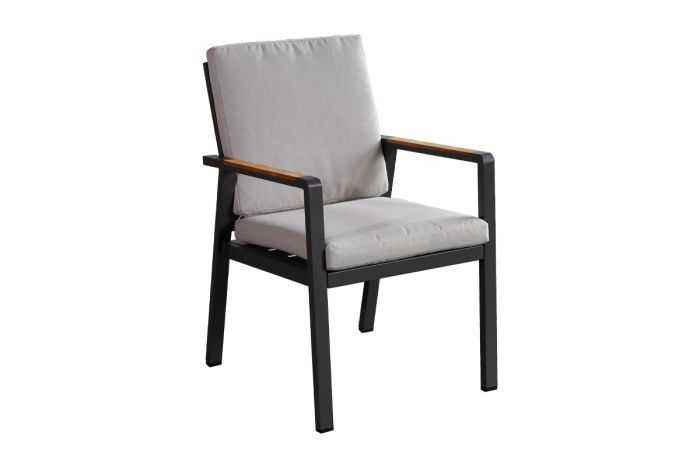 Lisbon garden armchair made of aluminum - aluminum color: anthracite, fabric color: light grey