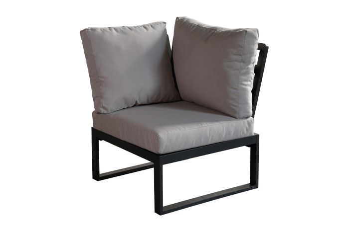 Lounge corner sofa Lisbon made of aluminum - aluminum color: anthracite, fabric color: light grey