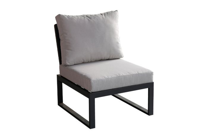 Lisbon lounge extension made of aluminum - aluminum color: anthracite, fabric color: light grey