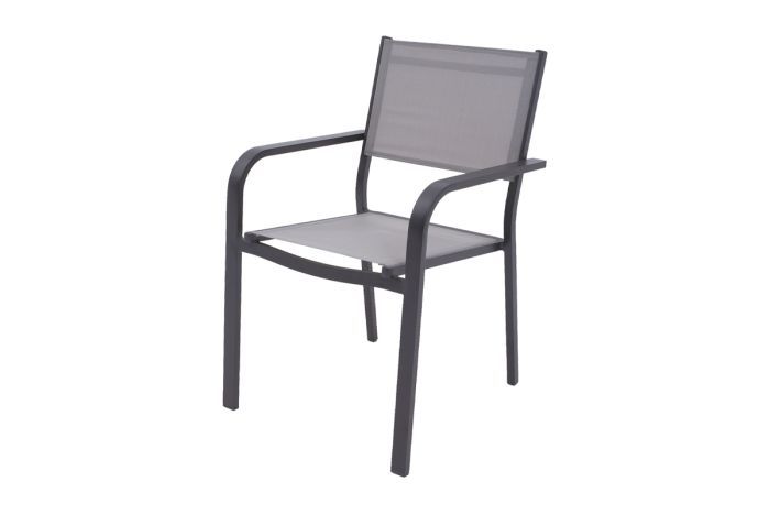 Phoenix aluminum garden chair - aluminum color: anthracite, chair upholstery: dark grey, depth: 605 mm, width: 565 mm, height: 850 mm