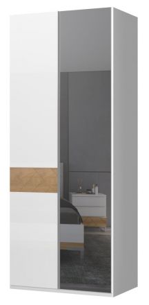 Hinged door cabinet / Closet Faleasiu 13, Colour: White / Wallnut - Measurements: 224 x 92 x 56 cm (H x W x D).