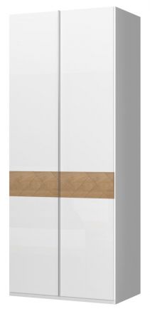 Hinged door cabinet / Closet Faleasiu 12, Colour: White / Wallnut - Measurements: 224 x 92 x 56 cm (H x W x D).