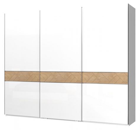 Sliding door closet / closet Faleasiu 10, Colour: White / Walnut - Measurements: 224 x 272 x 61 cm (H x W x D).