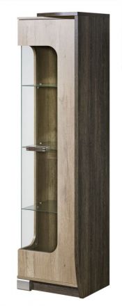 Display case Sichling 02, Door hinge right, Colour: Oak Brown - Measurements: 193 x 50 x 46 cm (H x W x D)