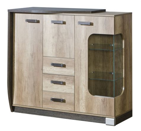 Dresser Sichling 07, frame left, Colour: Oak Brown - Measurements: 114 x 130 x 46 cm (h x w x d)