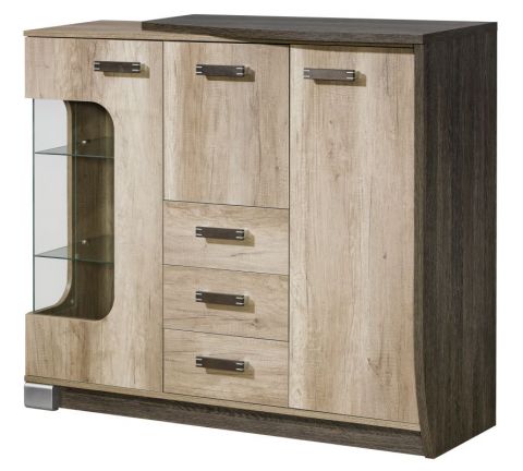 Dresser Sichling 07, frame right, Colour: Oak Brown - Measurements: 114 x 130 x 46 cm (h x w x d)