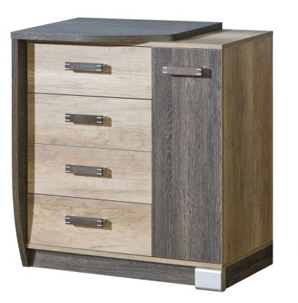 Dresser Sichling 14, Frame left, Colour: Oak Brown - Measurements: 87 x 80 x 46 cm (h x w x d)