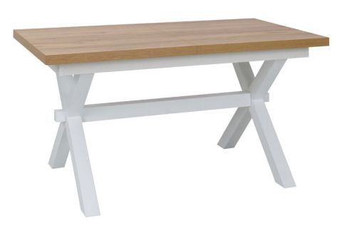 Extendable dining table Raska 01, Colour: Oak / White - Measurements: 145 - 185 x 85 x 77 cm (W x D x H)