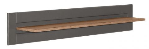 Suspended rack / Wall shelf Cuenca 04, Colour: Oak / Grey - Measurements: 24 x 155 x 21 cm (H x W x D)