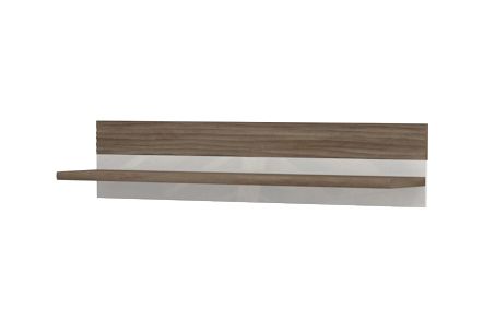 Hanging shelf / Wall shelf Sasina 04, Colour: Oak/Gloss Lacquer White - Dimensions: 23 x 110 x 22 cm (H x W x D)