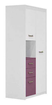 Children's room - Cabinet Koa 05, Colour: White / Purple - Measurements: 203 x 96 x 52 cm (H x W x D)