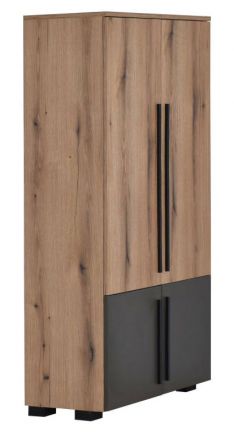 Hinged door cabinet / Closet Burgos 07, Colour: Oak / Grey - Measurements: 154 x 80 x 38 cm (H x W x D)