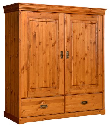 Wardrobe Jabron 02, solid pine wood wood wood wood wood, Colour: pine - 142 x 130 x 50 cm (H x W x D)