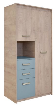 Children's room - Cabinet Koa 05, Colour: Oak / Blue - Measurements: 203 x 96 x 52 cm (H x W x D)
