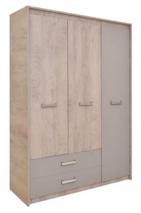 Children's room - Hinged door cabinet / Wardrobe Koa 03, Colour: Oak / Beige - Measurements: 203 x 142 x 52 cm (H x W x D)