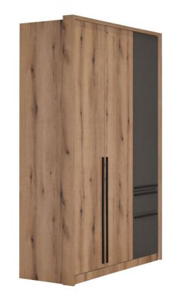 Hinged door cabinet / Closet Cerdanyola 02, Colour: Oak / Grey - Measurements: 216 x 147 x 56 cm (H x W x D)