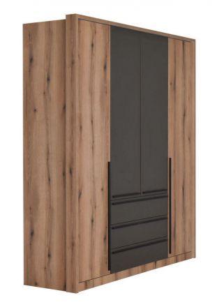 Hinged door cabinet / Closet Cerdanyola 01, Colour: Oak / Grey - Measurements: 216 x 195 x 56 cm (H x W x D)