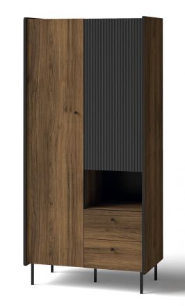 Cabinet Mairenke 01, Colour: Wallnut / Black matt - Measurements: 191 x 88 x 55 cm (H x W x D)