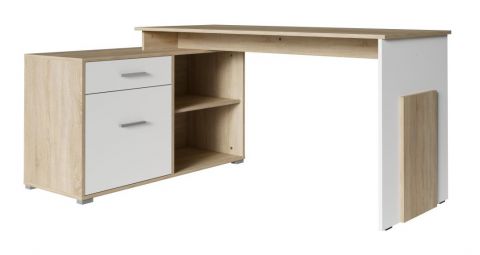 Xanthi desk, Colour: Oak / White - measurements: 76 x 110 x 168 cm (H x W x D)