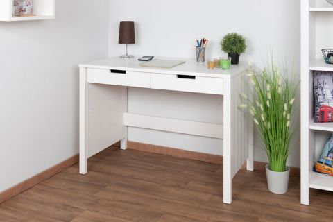 Desk Milo 16, Colour: White, solid pine wood - Measurements: 77 x 110 x 60 cm (h x w x d)