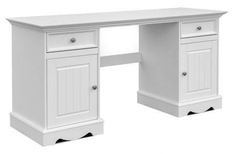 Desk Gyronde 23, solid pine wood wood wood wood wood, White lacquered - 77 x 155 x 53 cm (H x W x D)