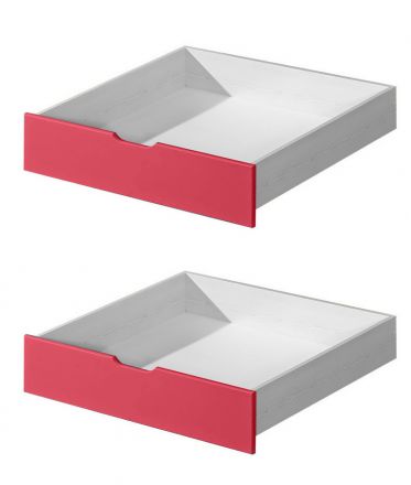 Drawer for kid bed Milo 30, Colour: White / Pink, solid wood - Measurements: 15 x 86 x 78 cm (H x W x D)