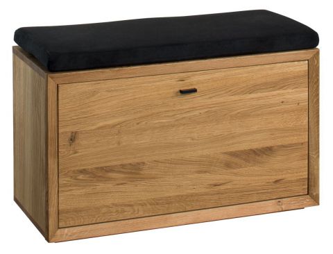 Bench with storage space / Shoe cabinet Belem 03, Colour: Natural, oak part solid - 57 x 85 x 39 (H x W x D)