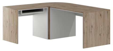 Desk / Corner desk Cianjur 03, Colour: Oak / White - Measurements: 77 x 160 x 180 cm (H x W x D).
