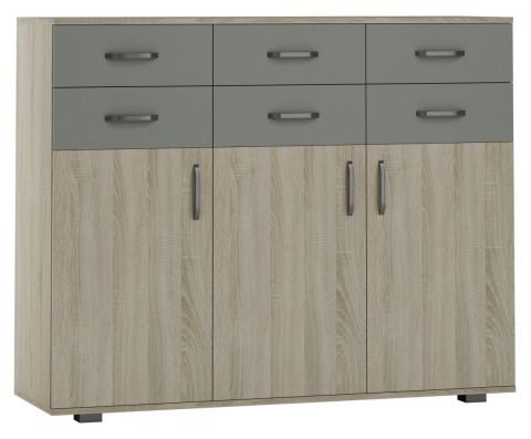 Chest of drawers Ciomas 03, Colour: Sonoma Oak / Grey - Measurements: 104 x 130 x 40 cm (H x W x D)