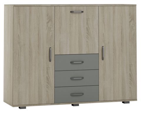 Chest of drawers Ciomas 04, Colour: Sonoma Oak / Grey - Measurements: 104 x 135 x 40 cm (H x W x D)