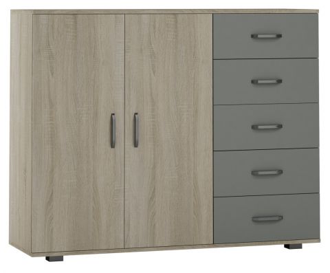 Chest of drawers Ciomas 10, Colour: Sonoma Oak / Grey - Measurements: 104 x 130 x 40 cm (H x W x D)